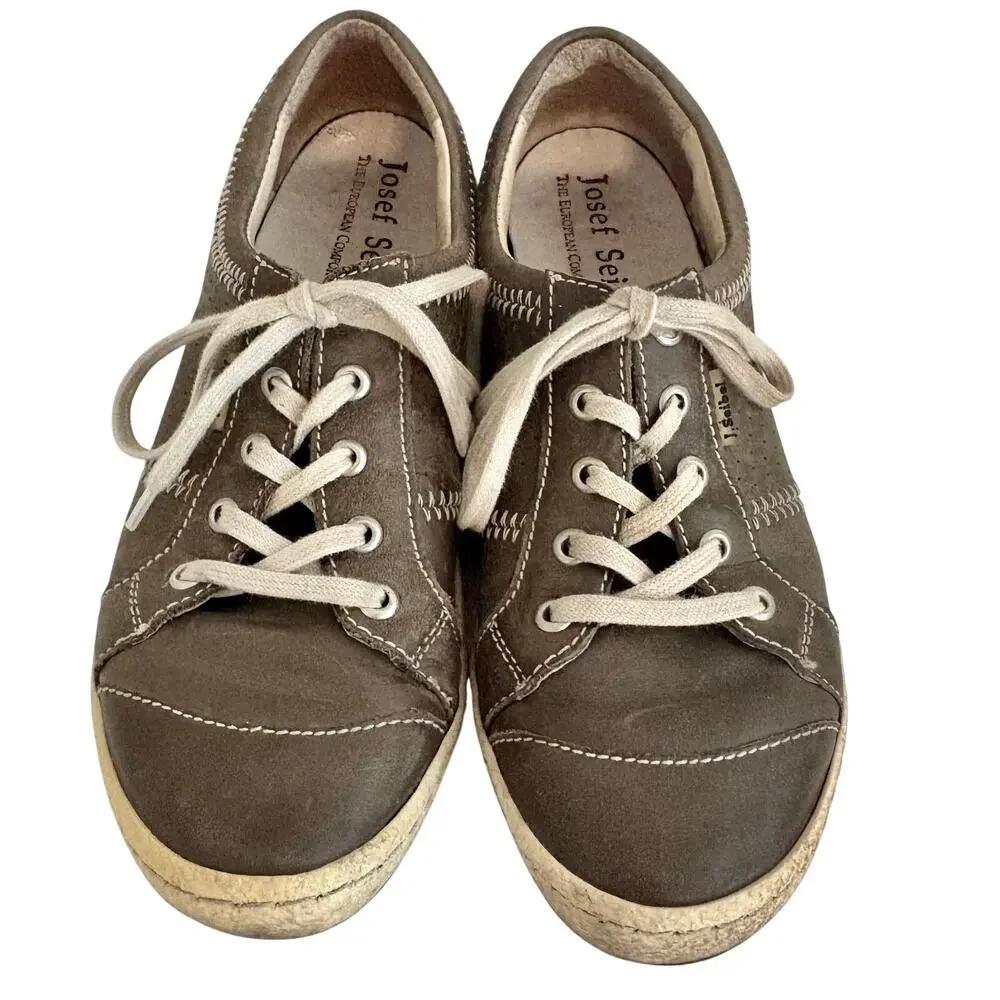 Josef Seibel Leather Perforated Lace Up Sneakers Comfort Shoes Gorpcore Casual 5